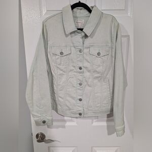 NWT Torrid Light Mint Green Destructed Trucker Jacket in Size 2 (18/20)